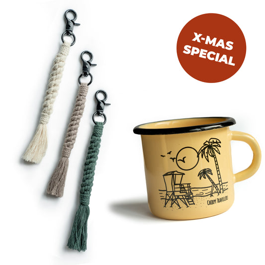 X-Mas Bundle | Emaille-Tasse Cali & Schlüsselanhänger Crown